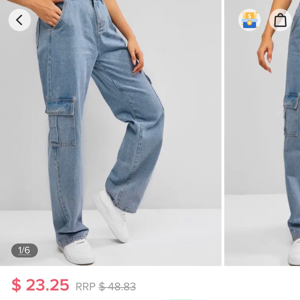 high waisted cargo jeans w/big pockets